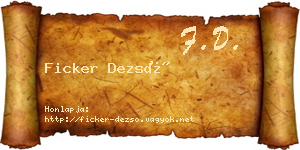 Ficker Dezső névjegykártya